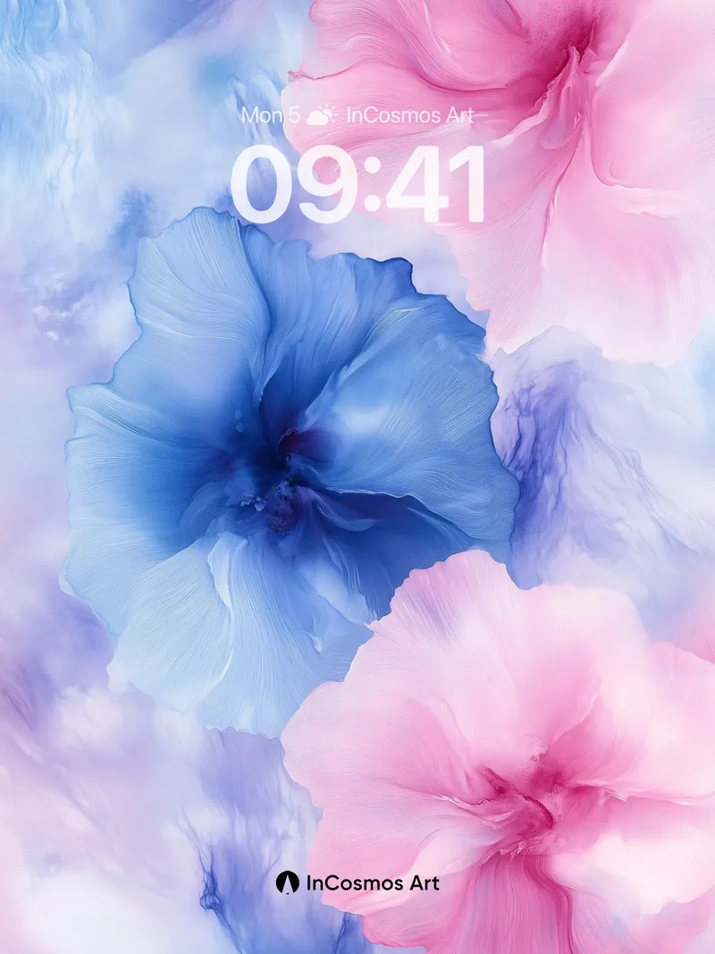 Ethereal Bloom Wallpaper with Watercolor Veils