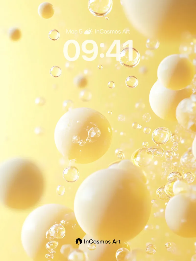 Golden Hush Wallpaper with Floating Orbs