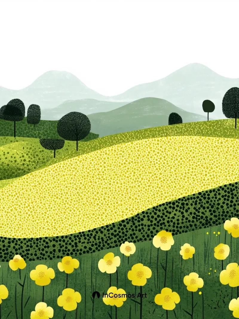 Golden Field Wallpaper with Whispering Hills