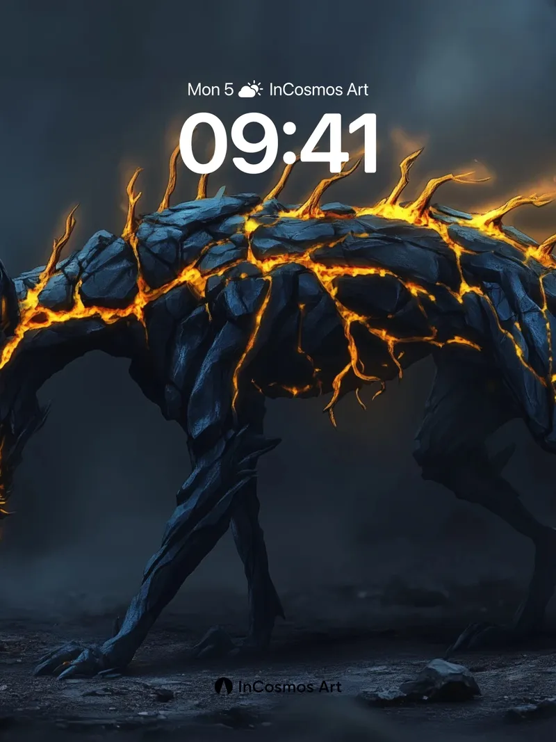 Obsidian Ember Wallpaper with Living Fire Veins