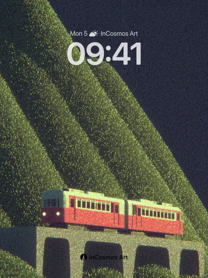 Night Train Serenade Wallpaper with Pixel Forest