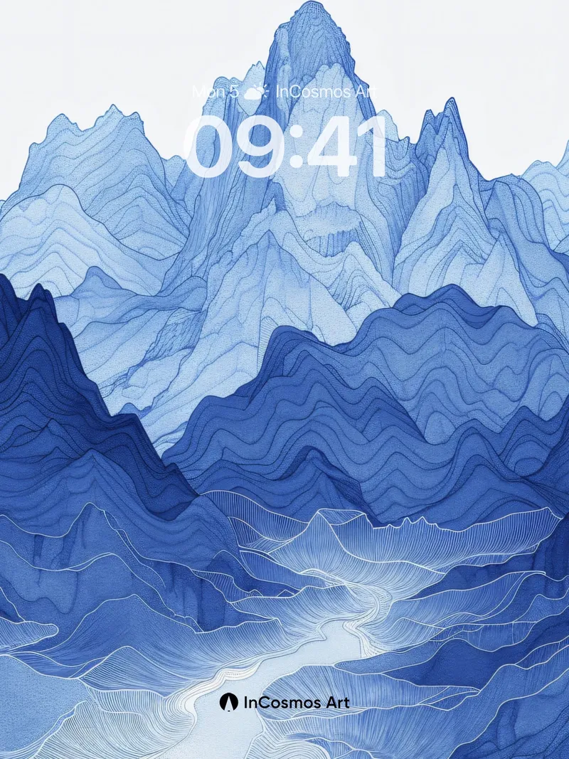Cerulean Summit Wallpaper with Whispering Contours
