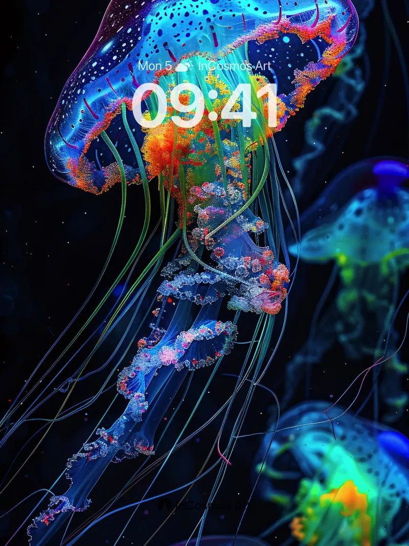 Luminous Depths Wallpaper with Bioluminescent Drift