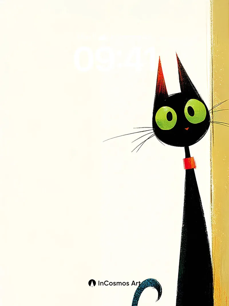 Whimsical Shadow Wallpaper with Emerald Eyes