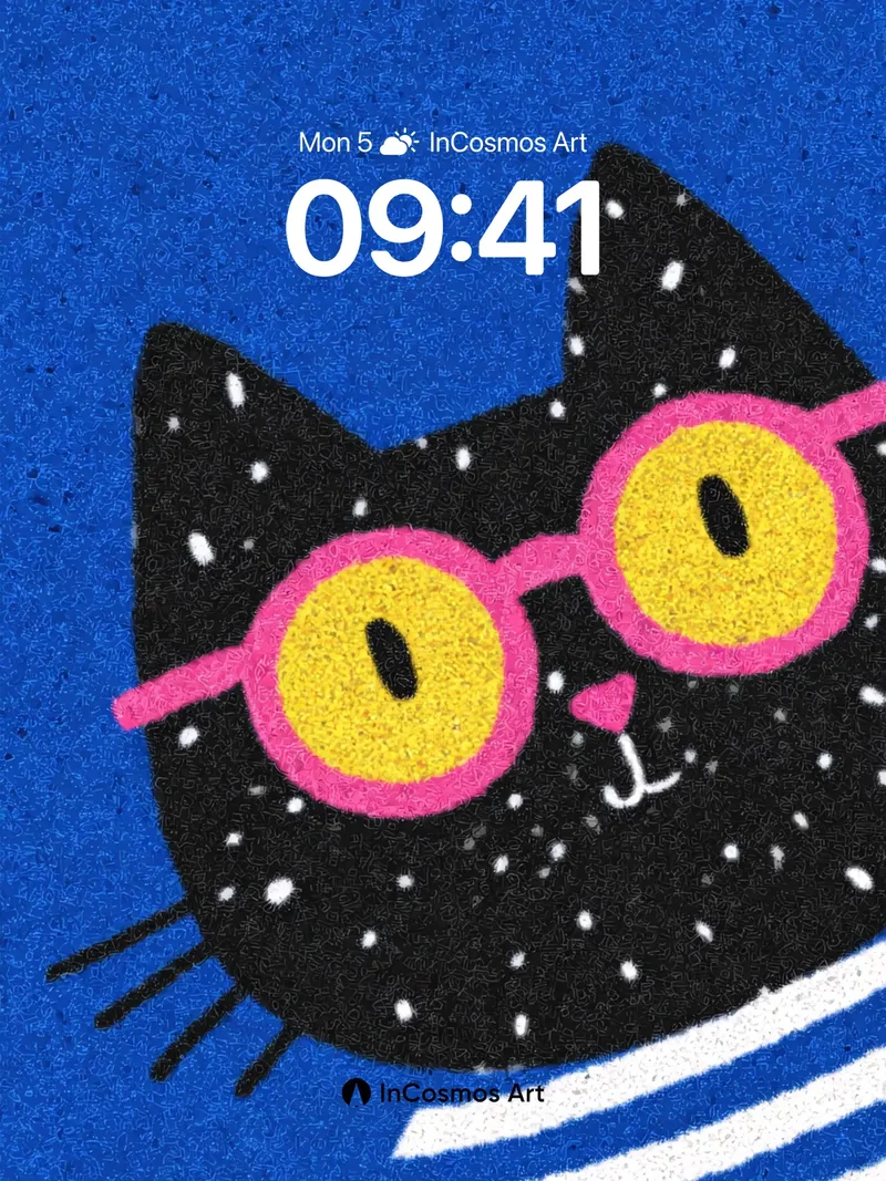 Playful Feline Wallpaper with Polka-Dot Whimsy