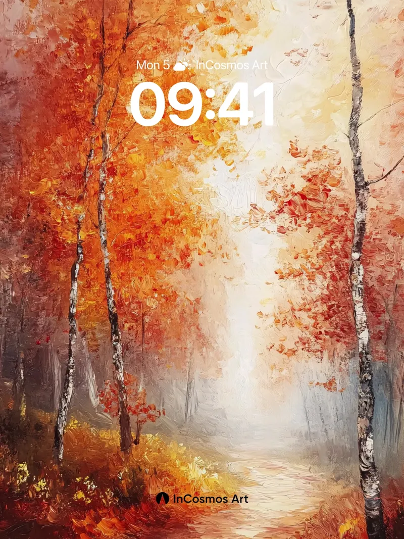 Autumn Hush Wallpaper with Birch Whispers