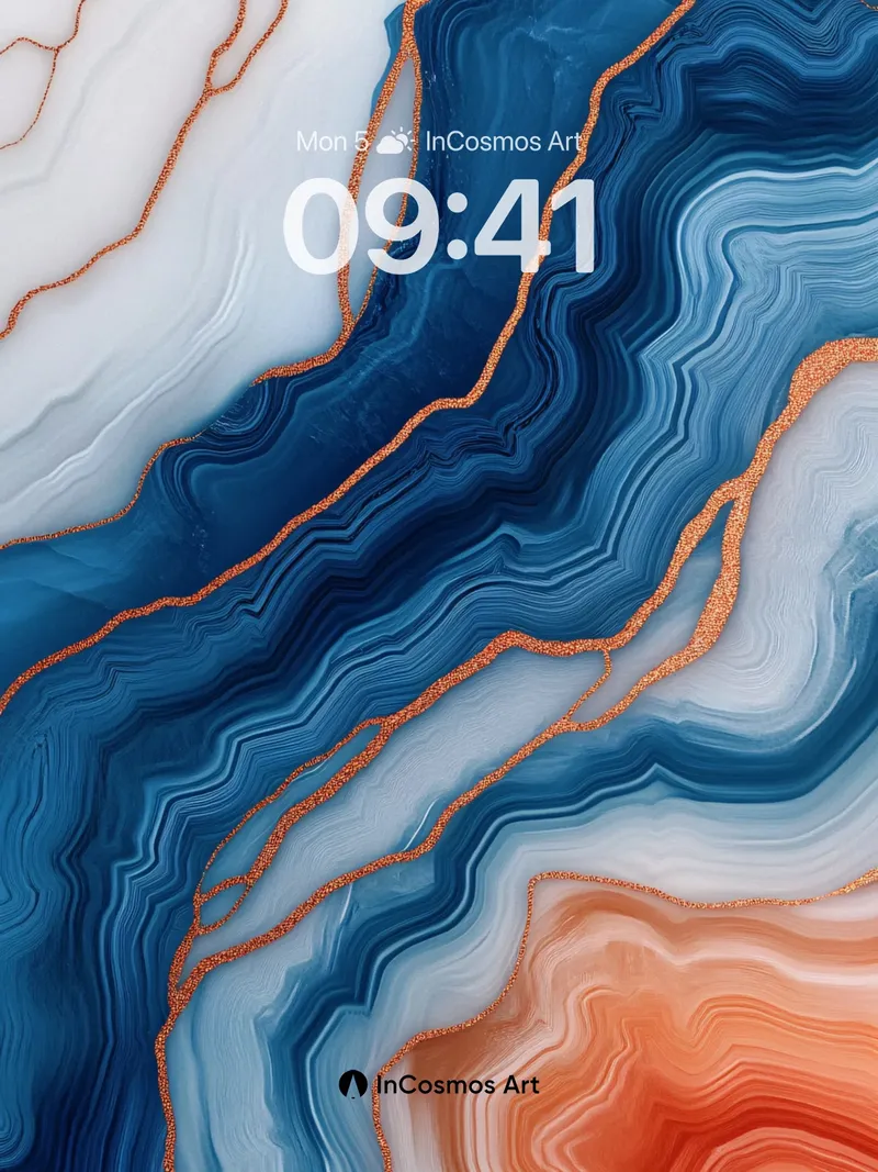 Copper Vein Wallpaper with Deep Ocean Flow