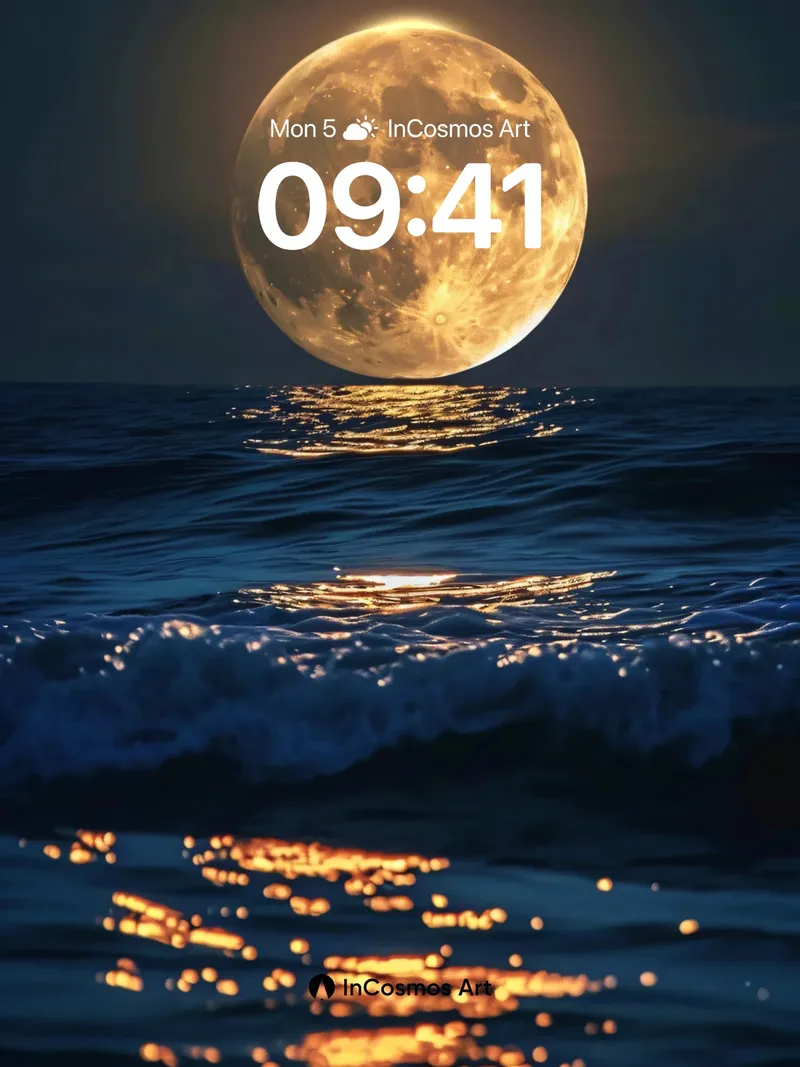 Luminous Sea Mirage Wallpaper with Golden Moonlight