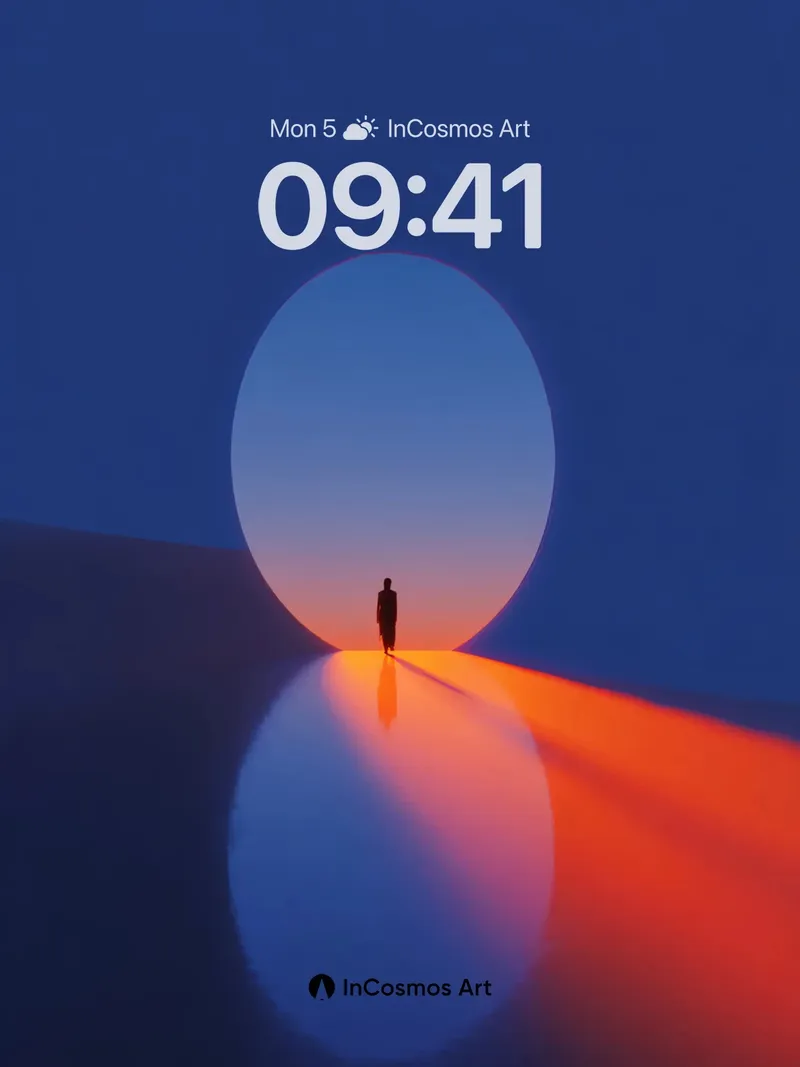 Surreal Horizon Wallpaper with Reflective Light Path