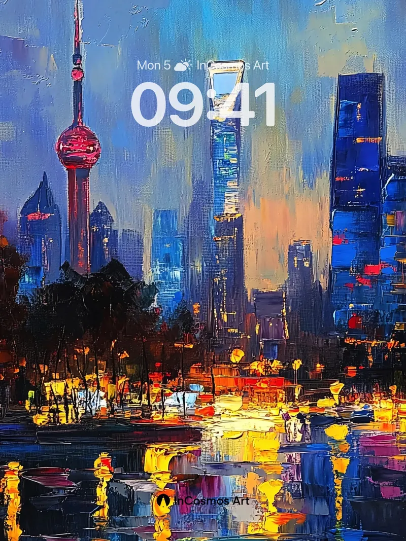 Neon Mirage Wallpaper with Shanghai Reflections