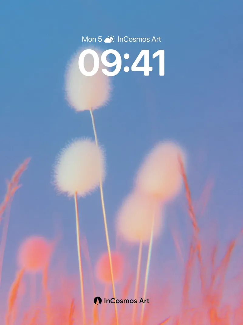 Soft Haze Wallpaper with Floating Dandelions