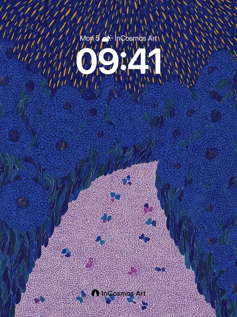 Starry Pathway Wallpaper with Cosmic Butterflies