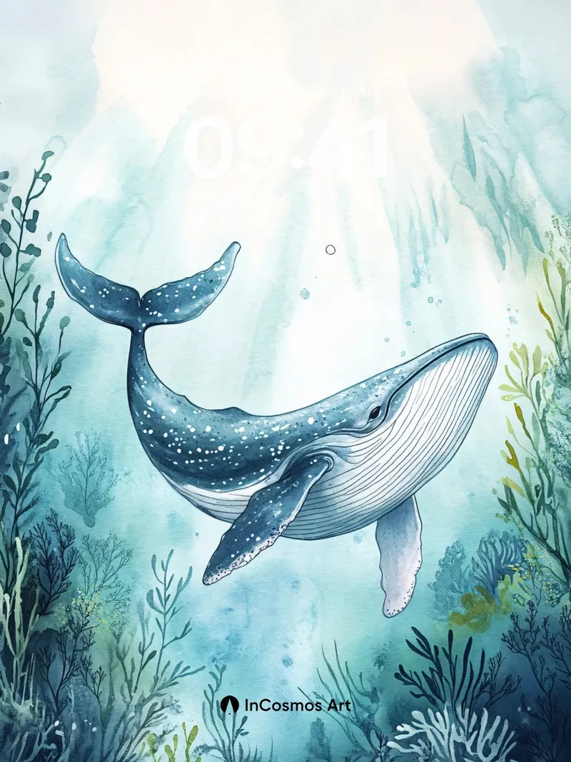 Serenity Whale Wallpaper with Ocean Light