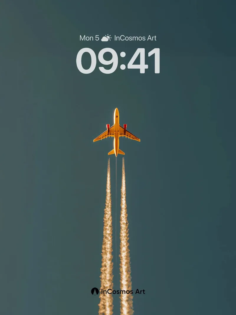 Golden Ascent Wallpaper with Contrail Trails