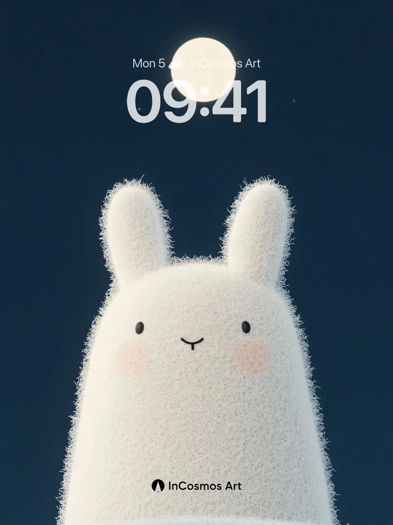 Moonlit Fluff Wallpaper with Gentle Gaze