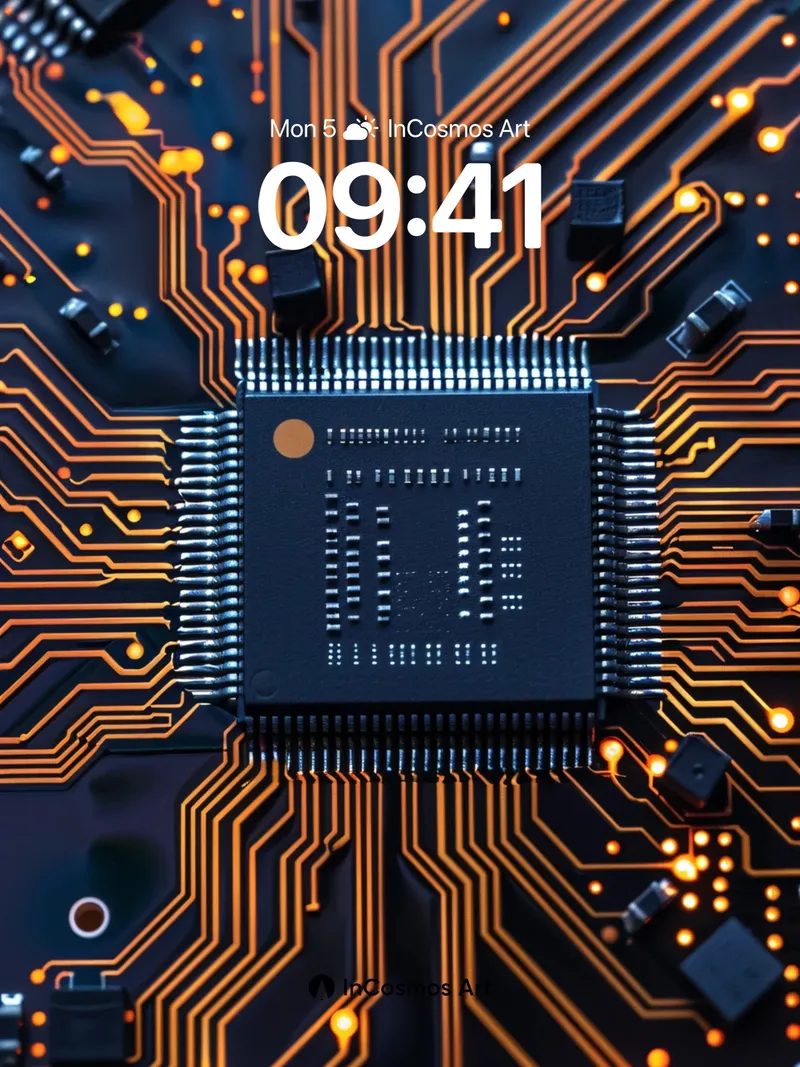 Circuit Pulse Wallpaper with Glowing Traces