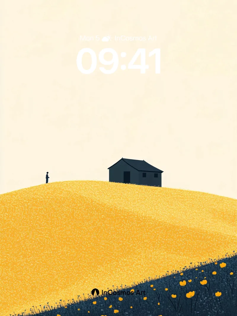 Golden Hush Wallpaper with Solitary House