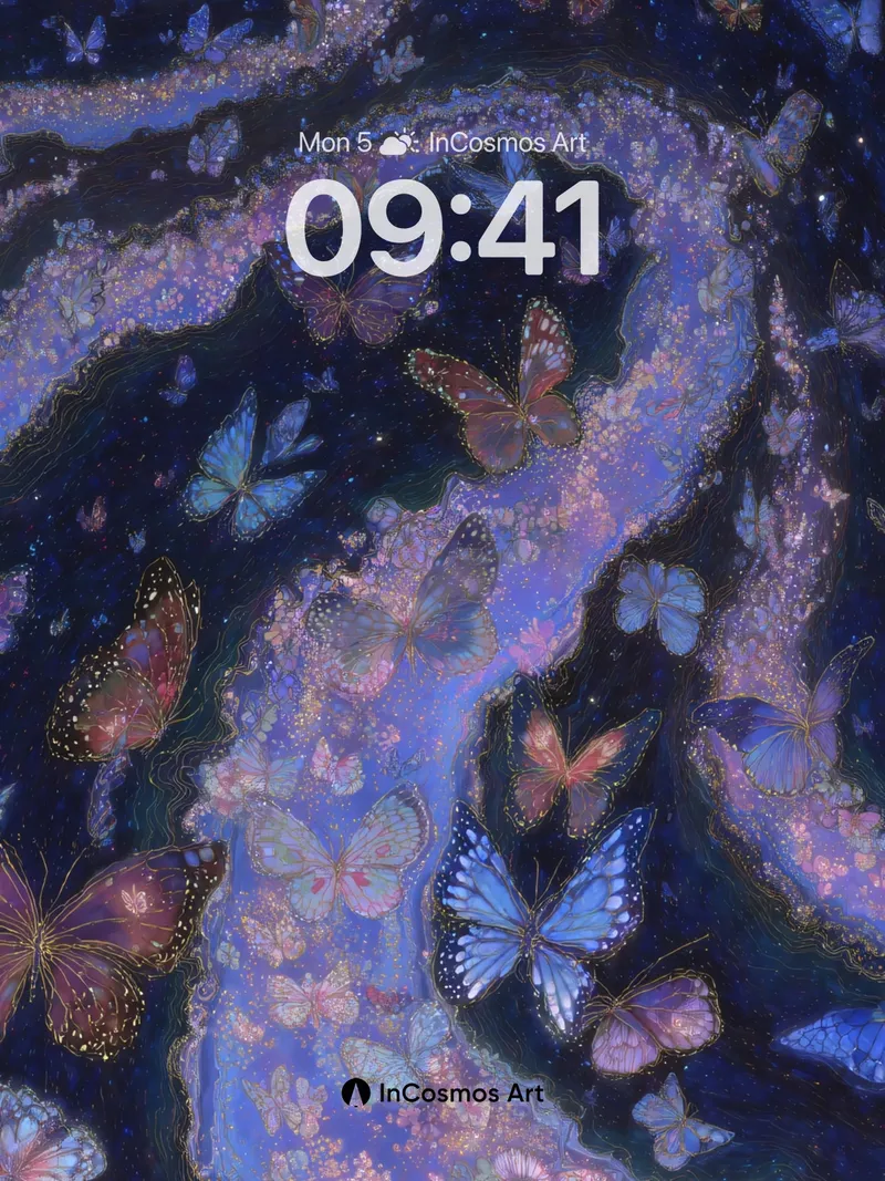 Nocturnal Butterfly Galaxy Wallpaper with Cosmic Swirls