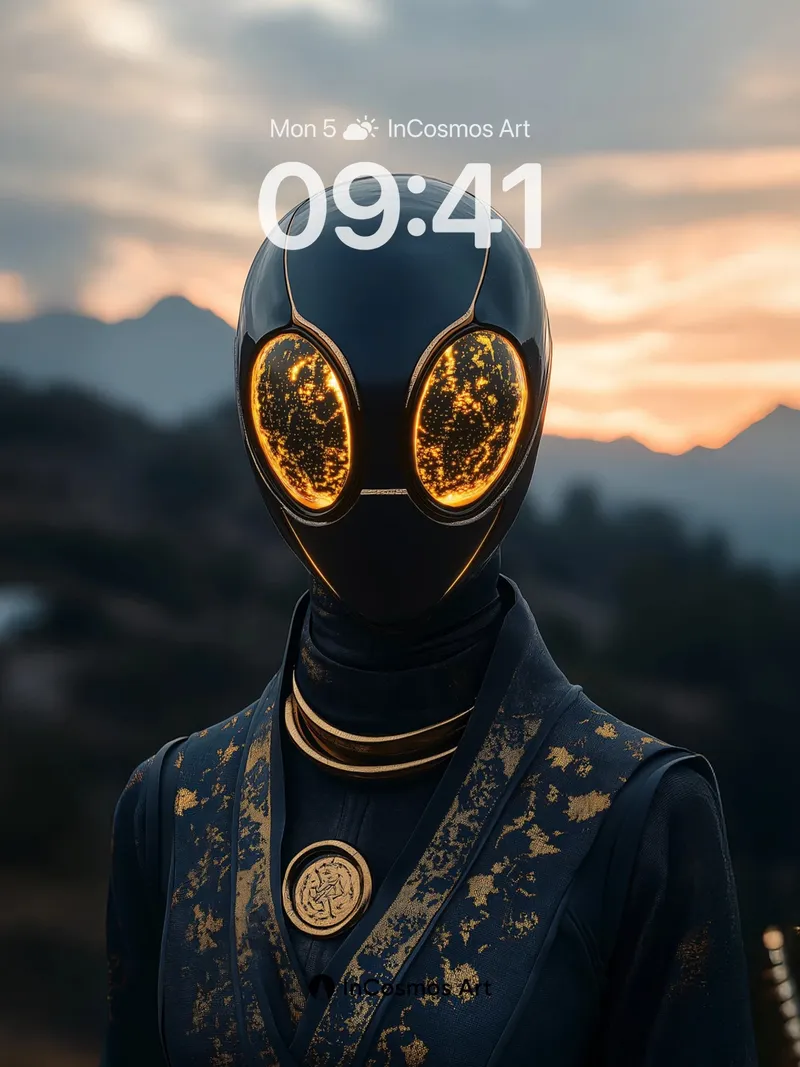 Golden Gaze Wallpaper with Cosmic Eyes