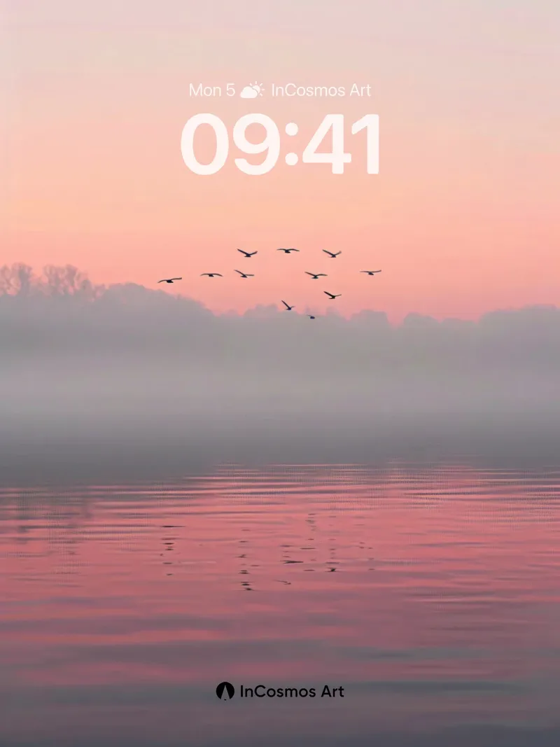 Serenity Mirage Wallpaper with Flock Reflection