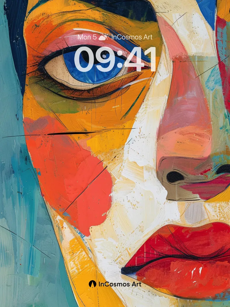 Cubist Flame Wallpaper with Painted Pulse
