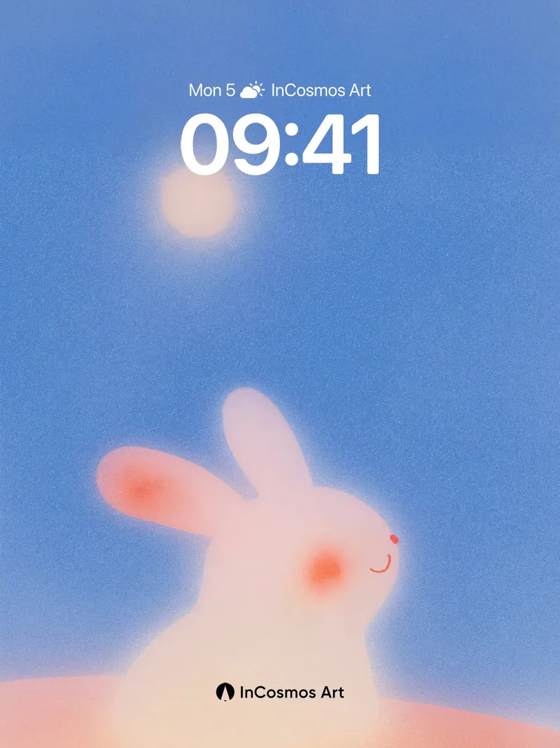 Soft Hush Rabbit Wallpaper with Celestial Glow