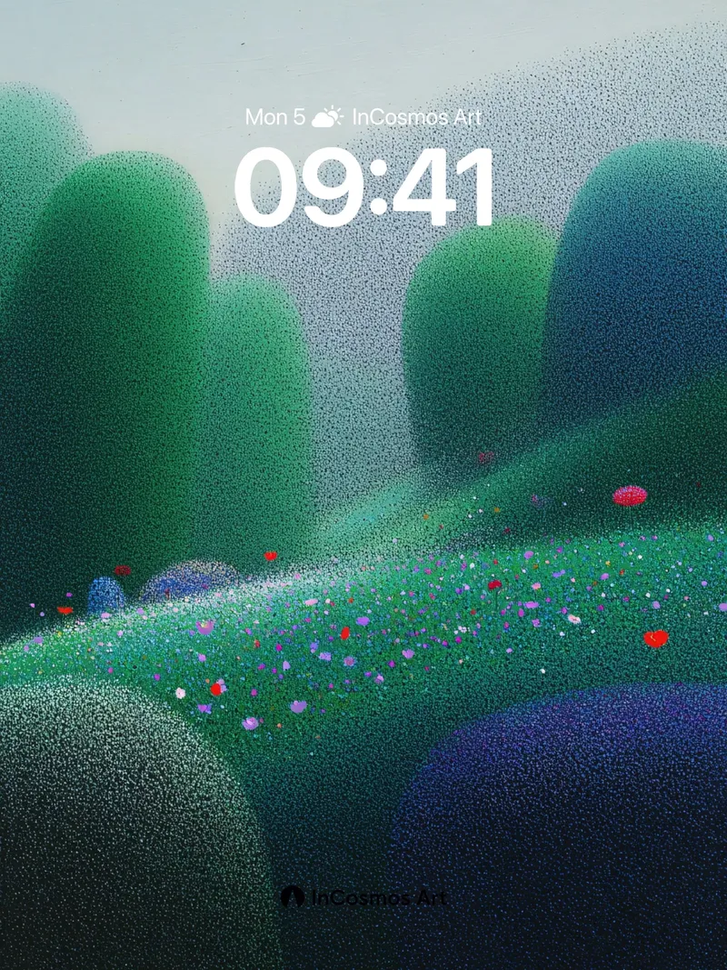 Mistweave Meadow Wallpaper with Dotted Blooms