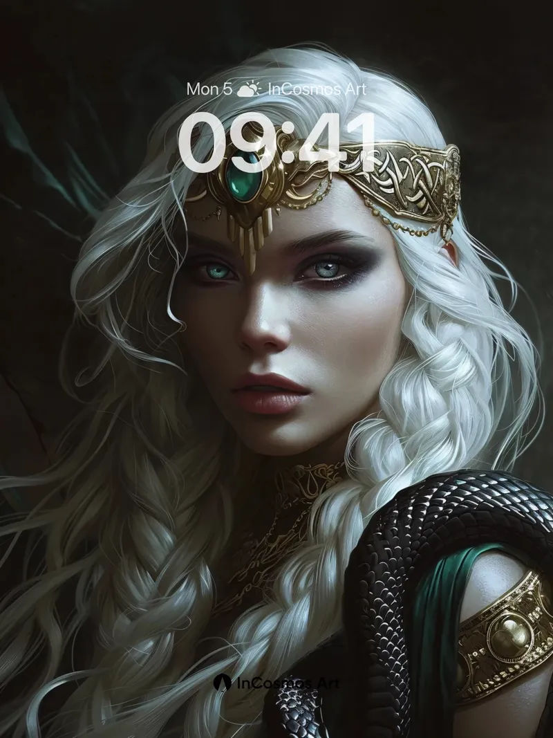 Ethereal Queen Wallpaper with Emerald Crown