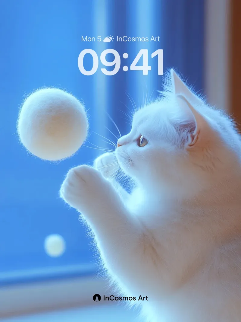 Serene Paws Wallpaper with Floating Fluff