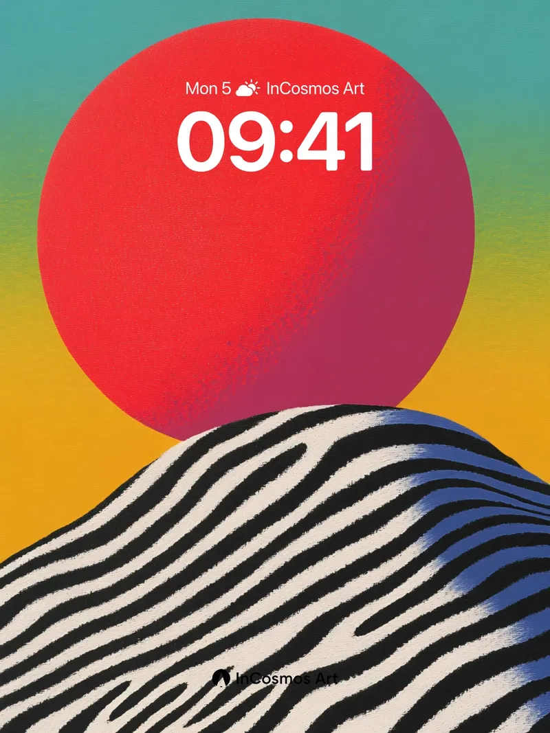 Surreal Zebra Ridge Wallpaper with Sunset Orb