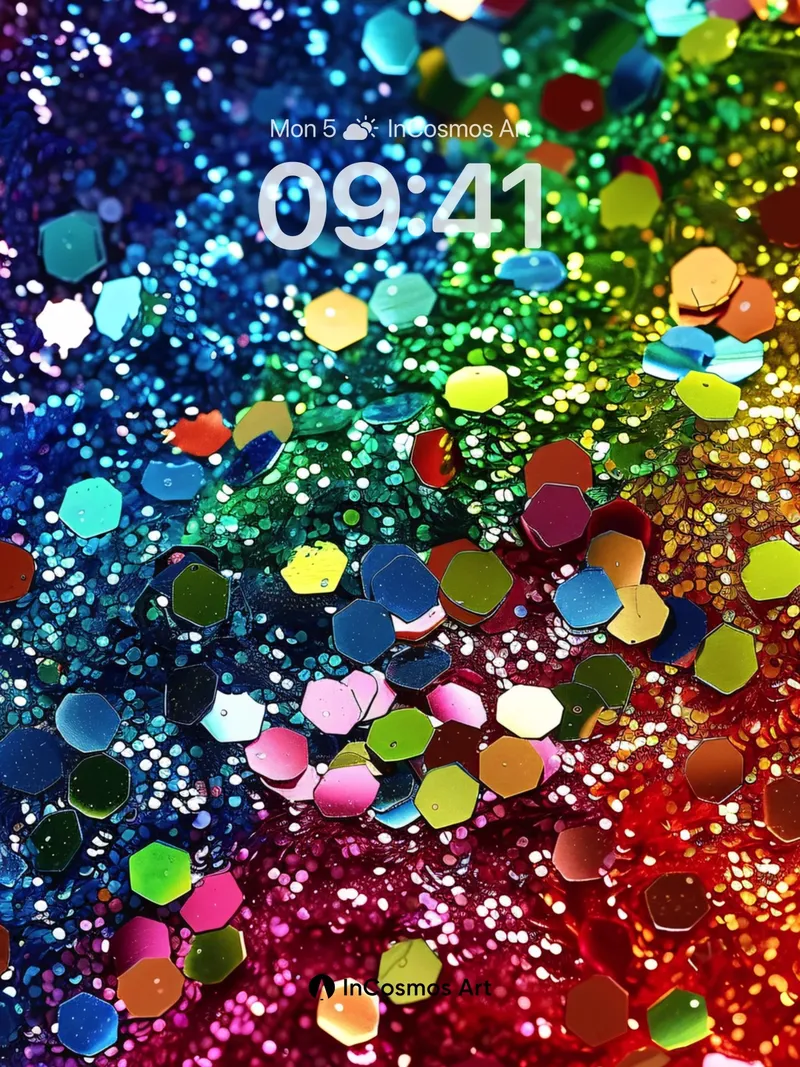 Rainbow Prism Wallpaper with Hexagonal Light Sparks