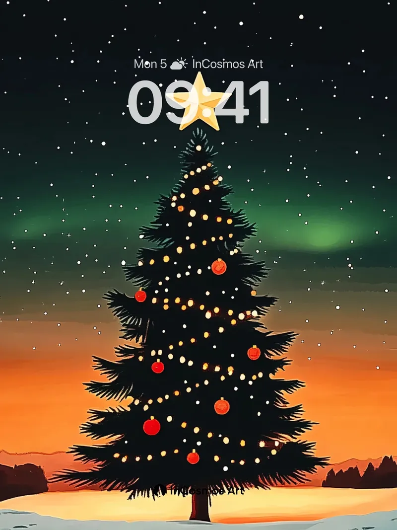 Starry Solitude Wallpaper with Northern Light Glow