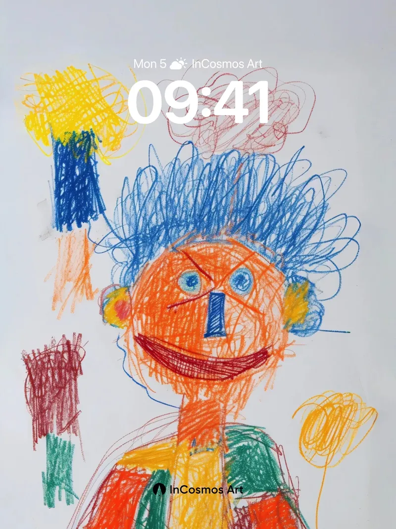 Whimsical Scribble Wallpaper with Bursting Colors