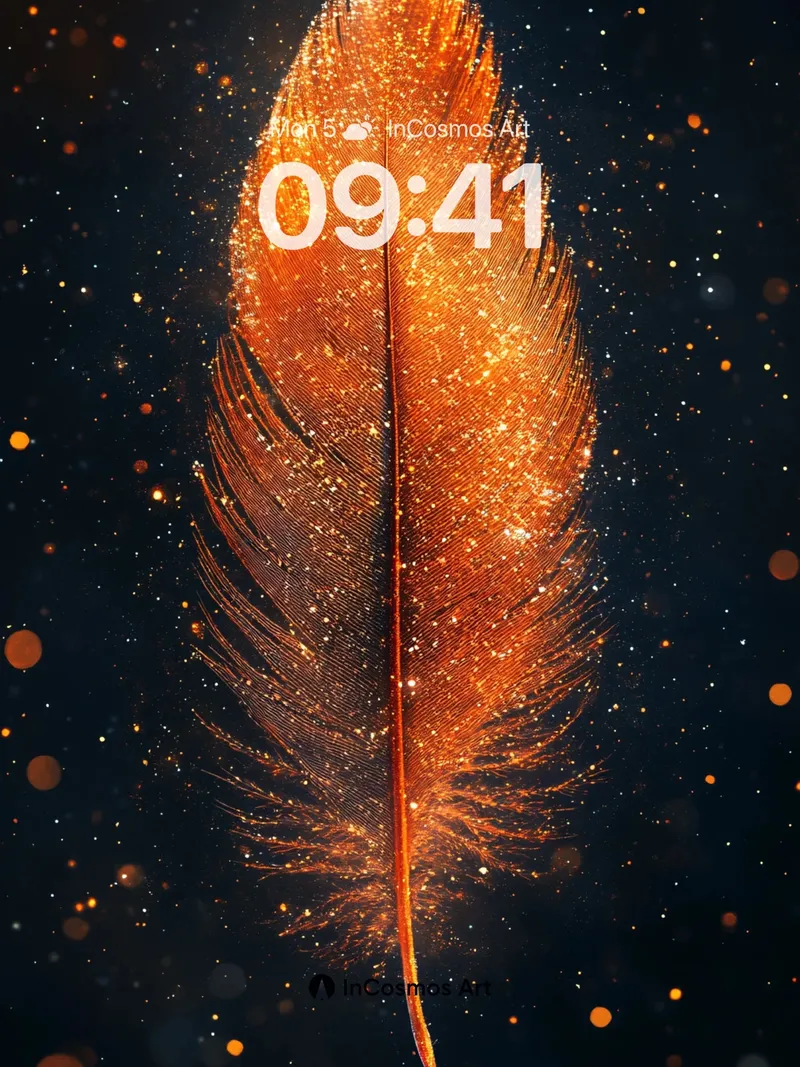 Luminous Feather Wallpaper with Cosmic Dust