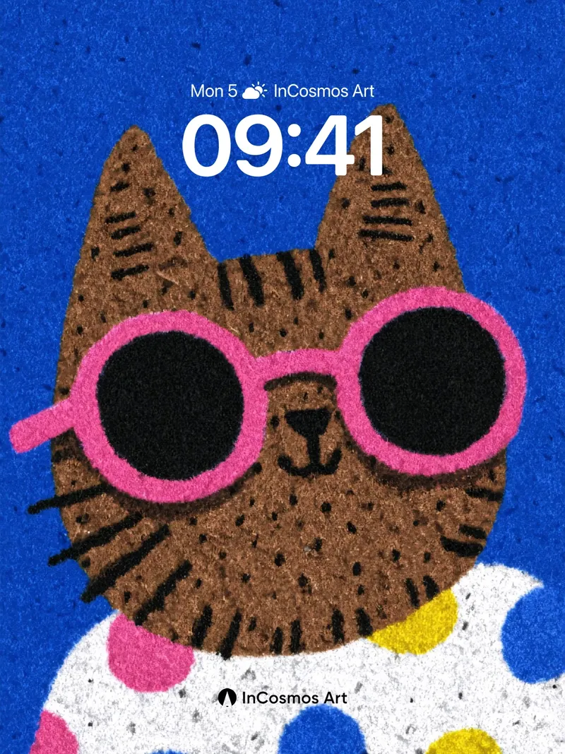 Playful Polka Dot Cat Wallpaper with Pink Sunglasses