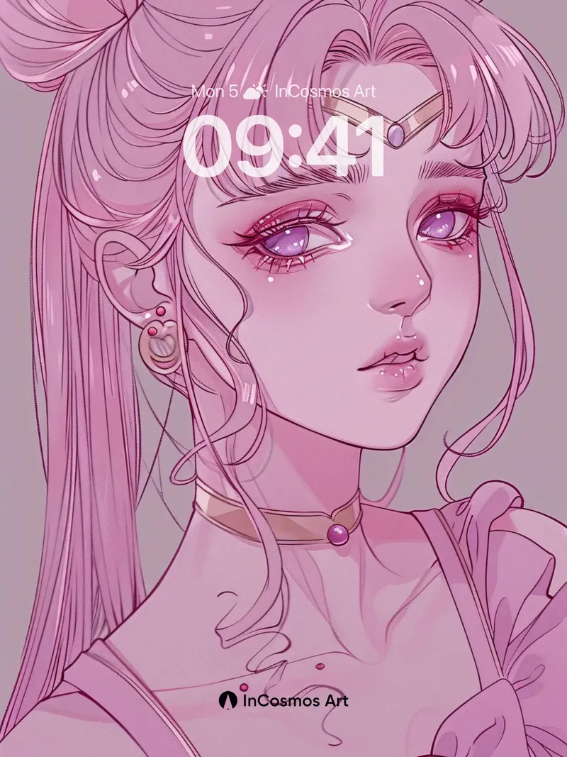 Luminous Pink Reverie Wallpaper with Moonstone Crown