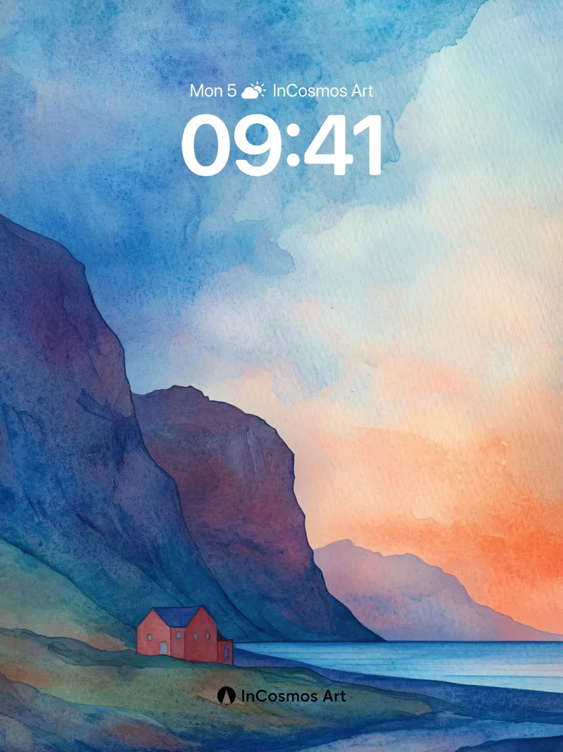 Crimson Hut Wallpaper at Dusk's Edge