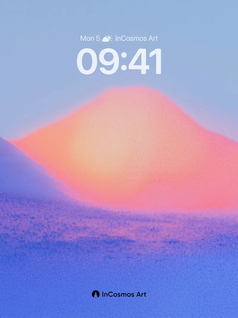 Serene Gradient Wallpaper with Floating Light Peaks