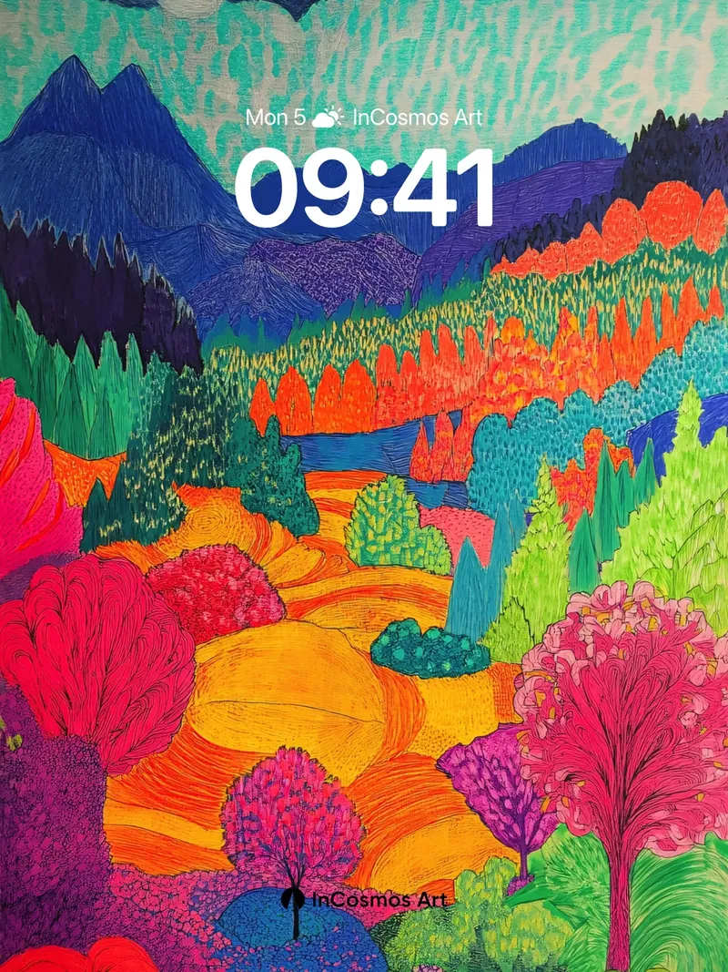 Electric Forest Wallpaper with Moonlit Peaks