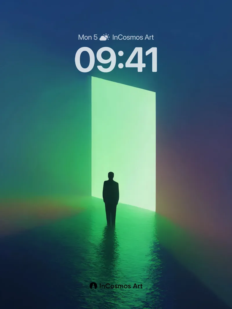 Ethereal Portal Wallpaper with Neon Reflections