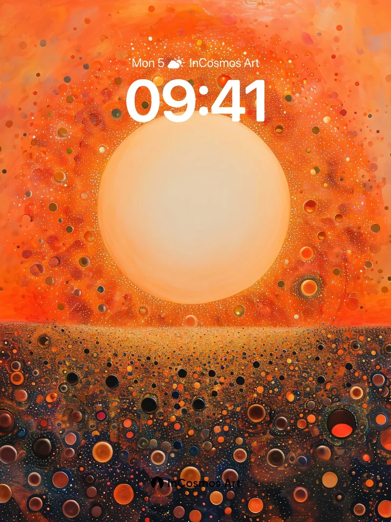 Surreal Sunset Wallpaper with Cosmic Dots