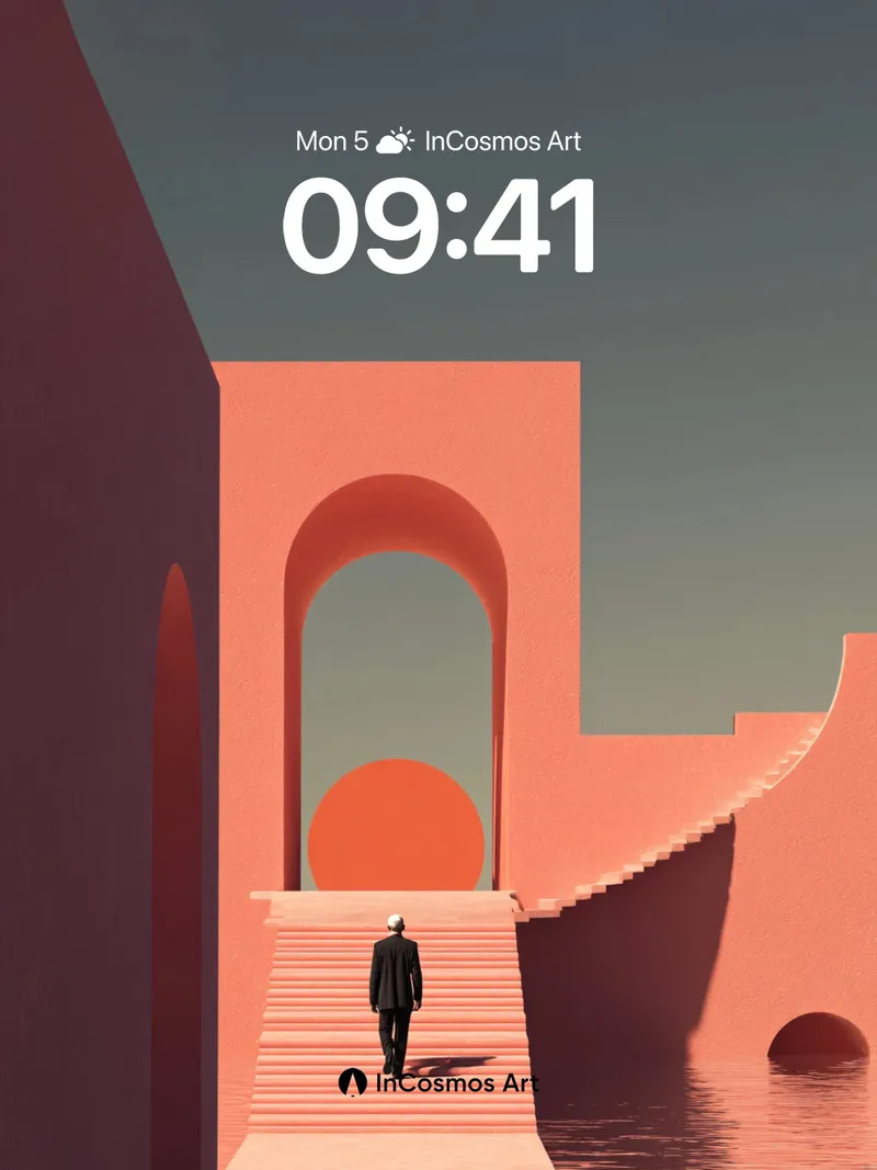 Surreal Coral Arch Wallpaper with Solitary Figure