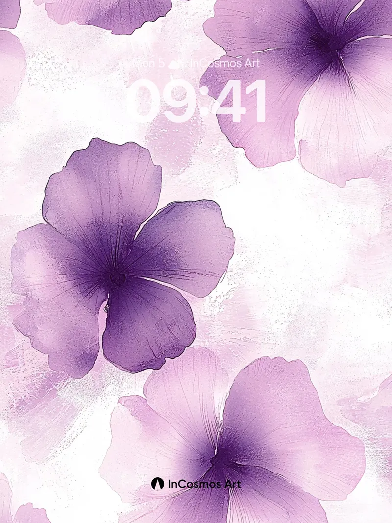 Lavender Hush Wallpaper with Watercolor Veils