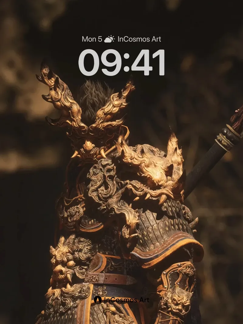 Golden Dragon Armor Wallpaper with Ancient Fire
