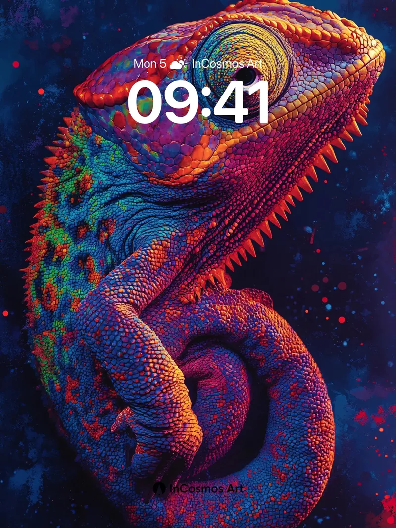 Cosmic Chameleon Wallpaper with Electric Scales