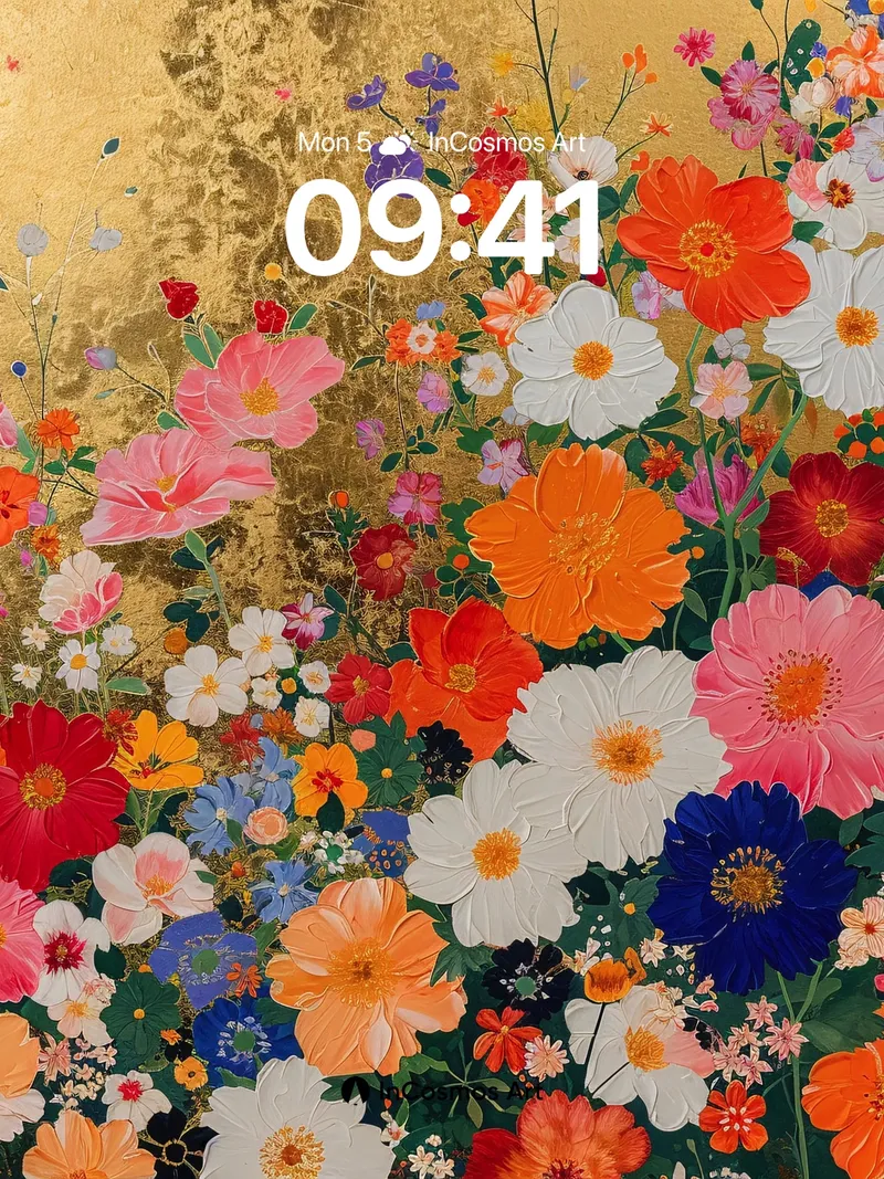 Golden Bloom Wallpaper with Luminous Petals