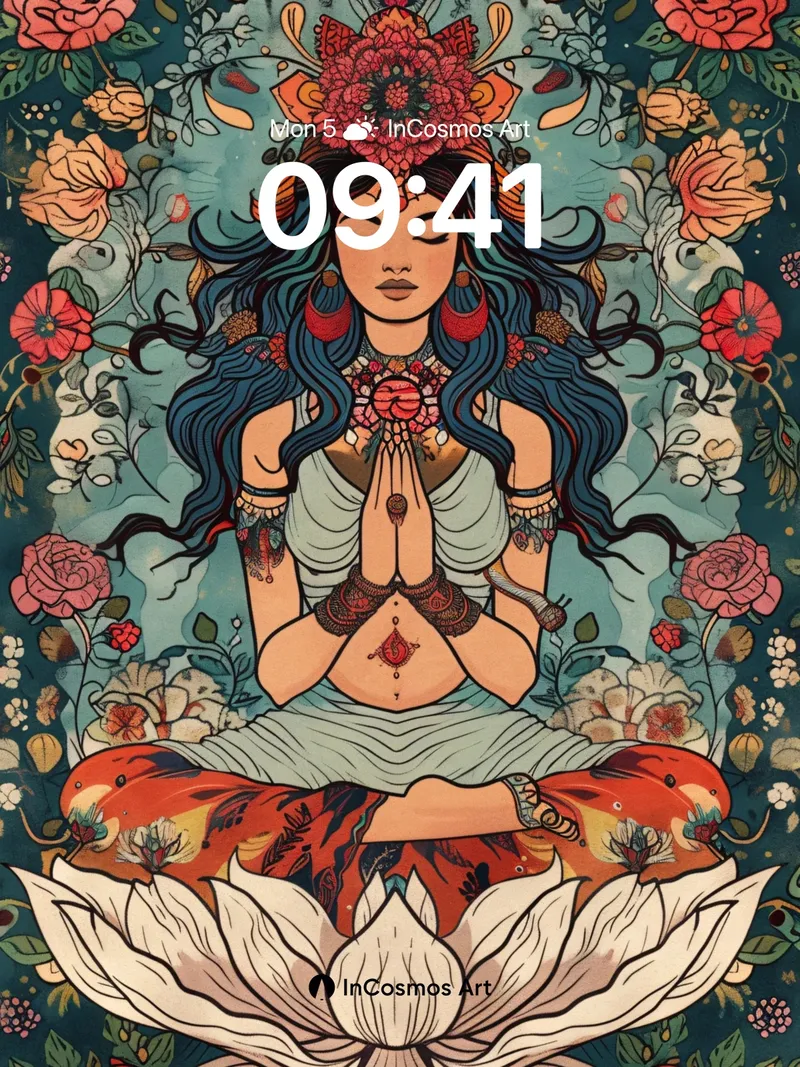 Serene Bloom Wallpaper with Sacred Geometry