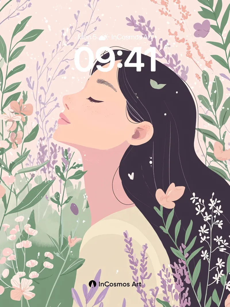 Serene Bloom Wallpaper with Whispering Leaves