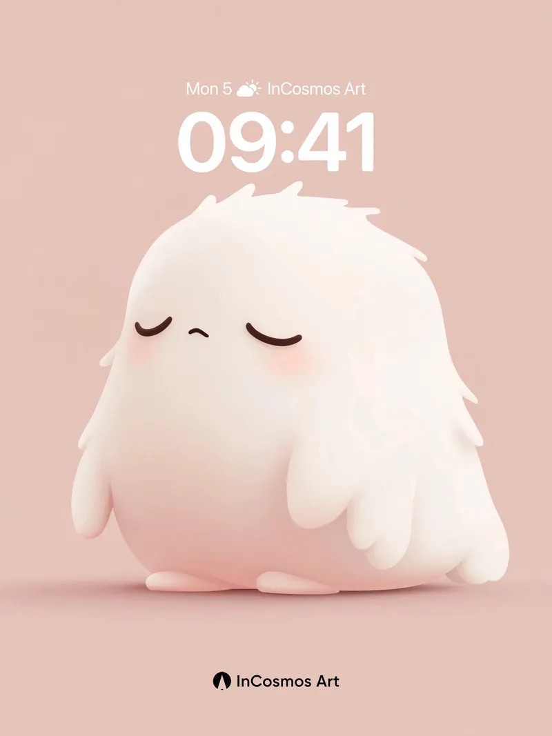 Serene Fluff Wallpaper with Closed Eyes