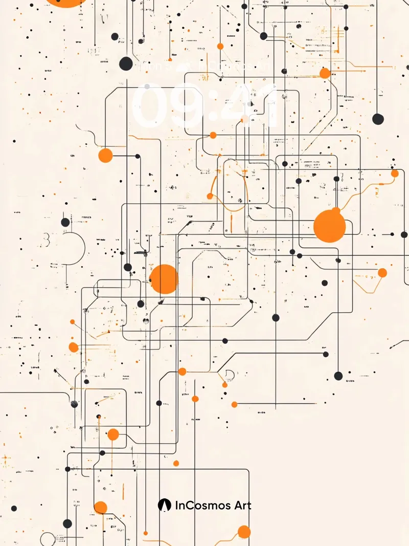Circuit Whisper Wallpaper with Orange Nodes